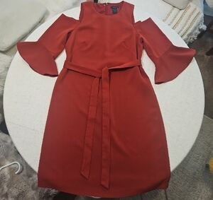 Ann Taylor Red Long Sleeve Dress